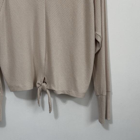Express Sweater M Knit Top Ribbed Long Sleeve Tie Front Knot Turtleneck NEW - Picture 2 of 10
